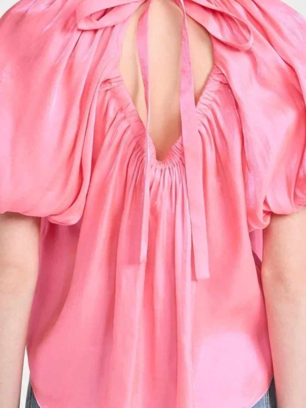 Ulla Johnson Flo Top Dahlia Pink Iridescent Puff Sleeve Size 8